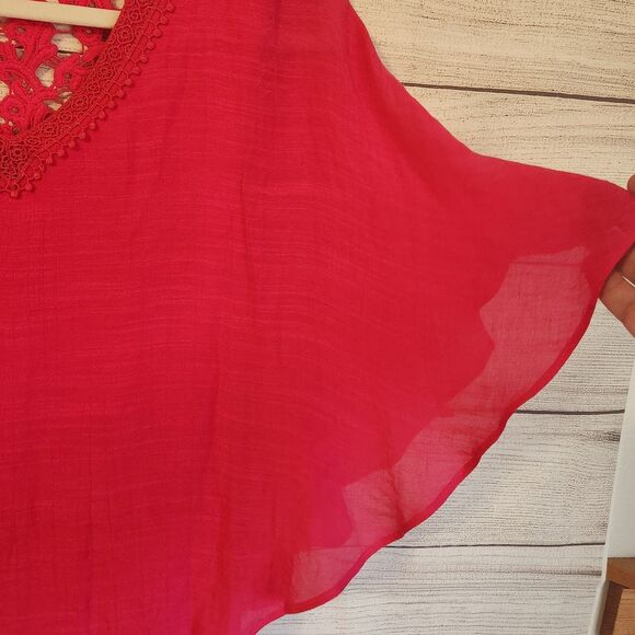 Apt 9 Pink NWT Small Pink Gauzy Textured Asym Hem bohemian sleeves - Picture 3 of 9